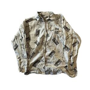 Cream and black vintage button down shirt